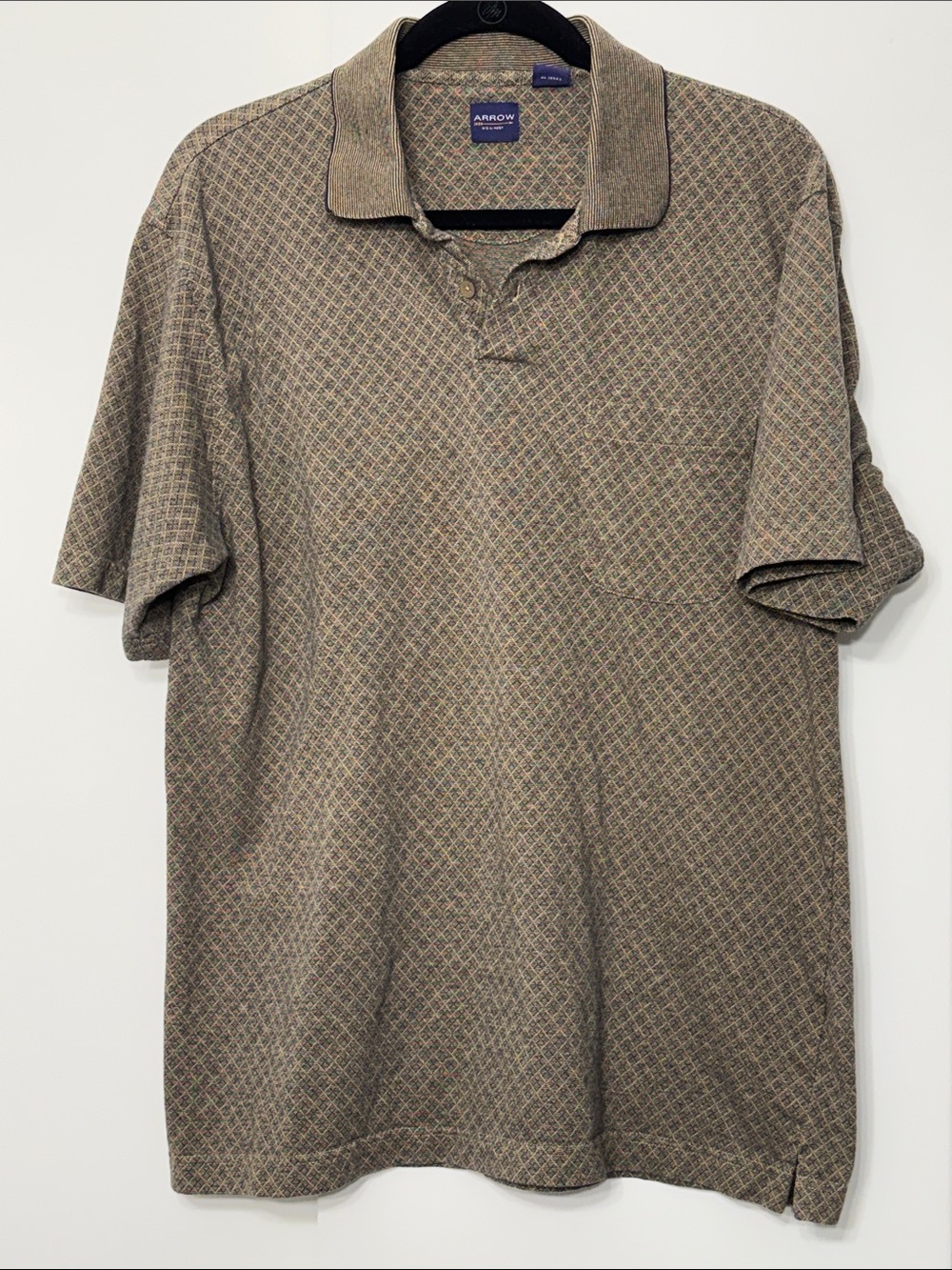 Arrow Men's Brown Olive Micro-Pattern Polo